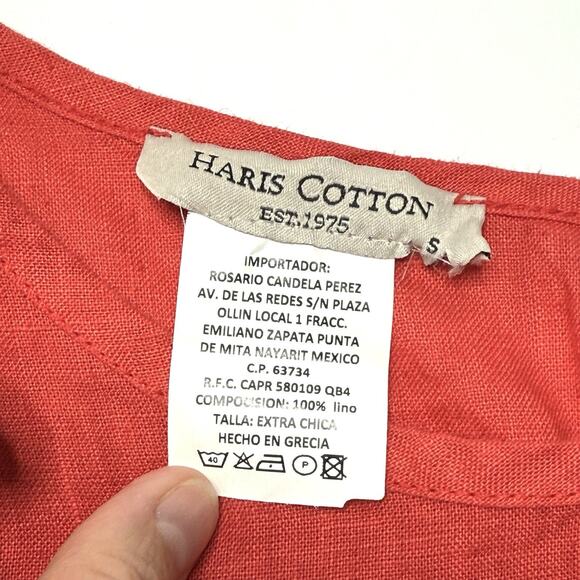 Haris Cotton Womens Red 100% Linen Made in Greece Sleeveless Ruffled Dress Small - Picture 5 of 6